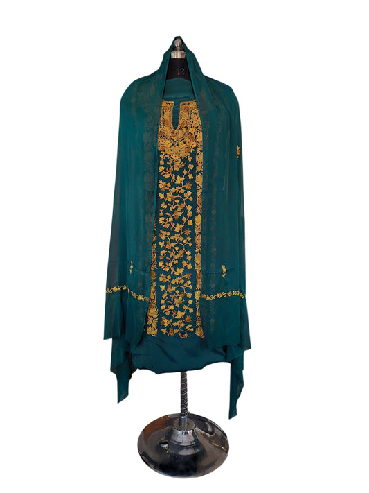 Georgette  suits with Kashmiri Embroidery Salwar Suits - teal