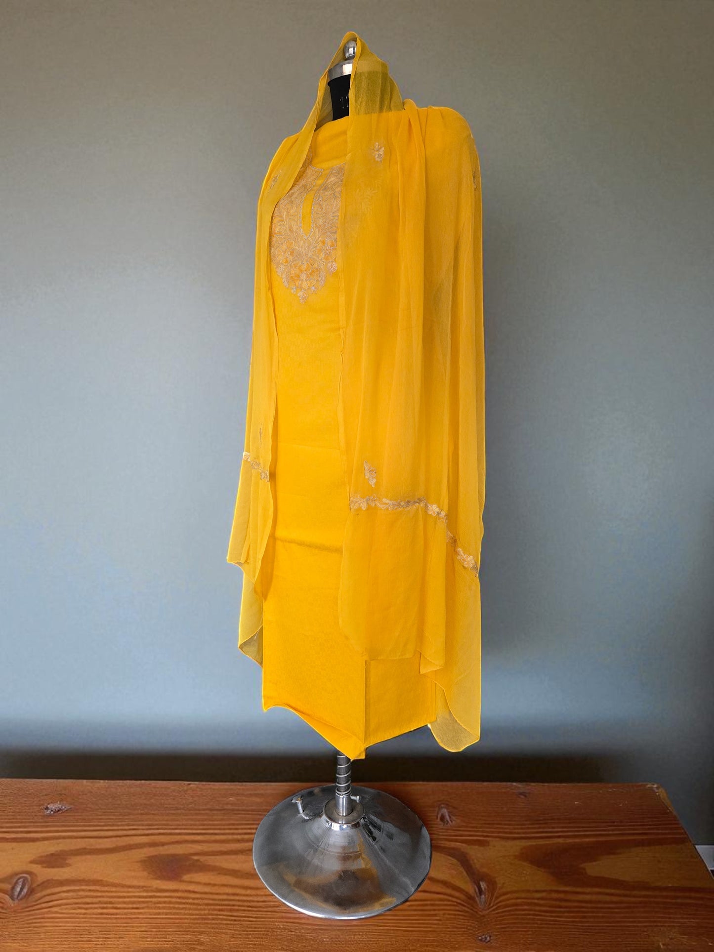 Women Cotton Suits with Kashmiri Embroidery Salwar Suits -yellow