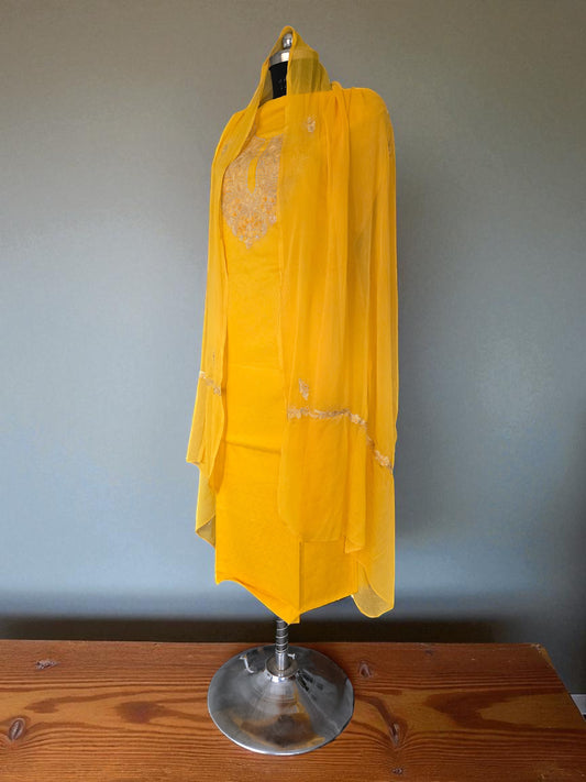 Women Cotton Suits with Kashmiri Embroidery Salwar Suits -yellow
