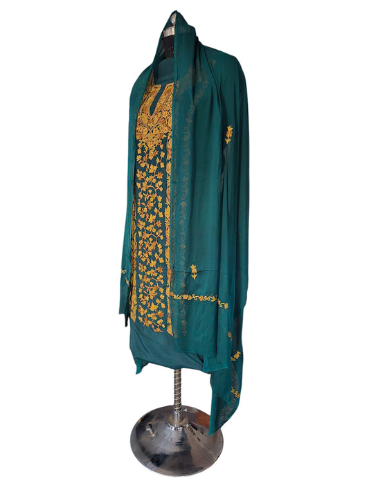 Georgette  suits with Kashmiri Embroidery Salwar Suits - teal