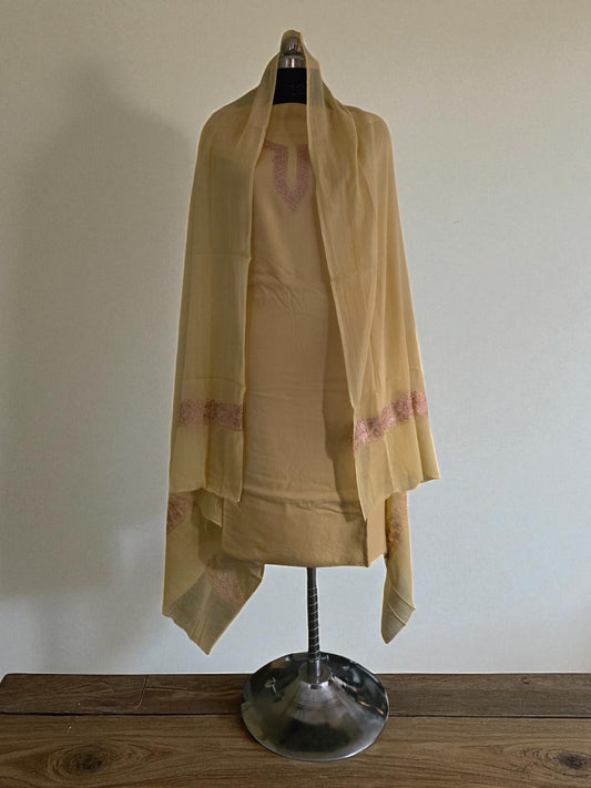Women Cotton Suits with Kashmiri Embroidery Salwar Suits -beige2