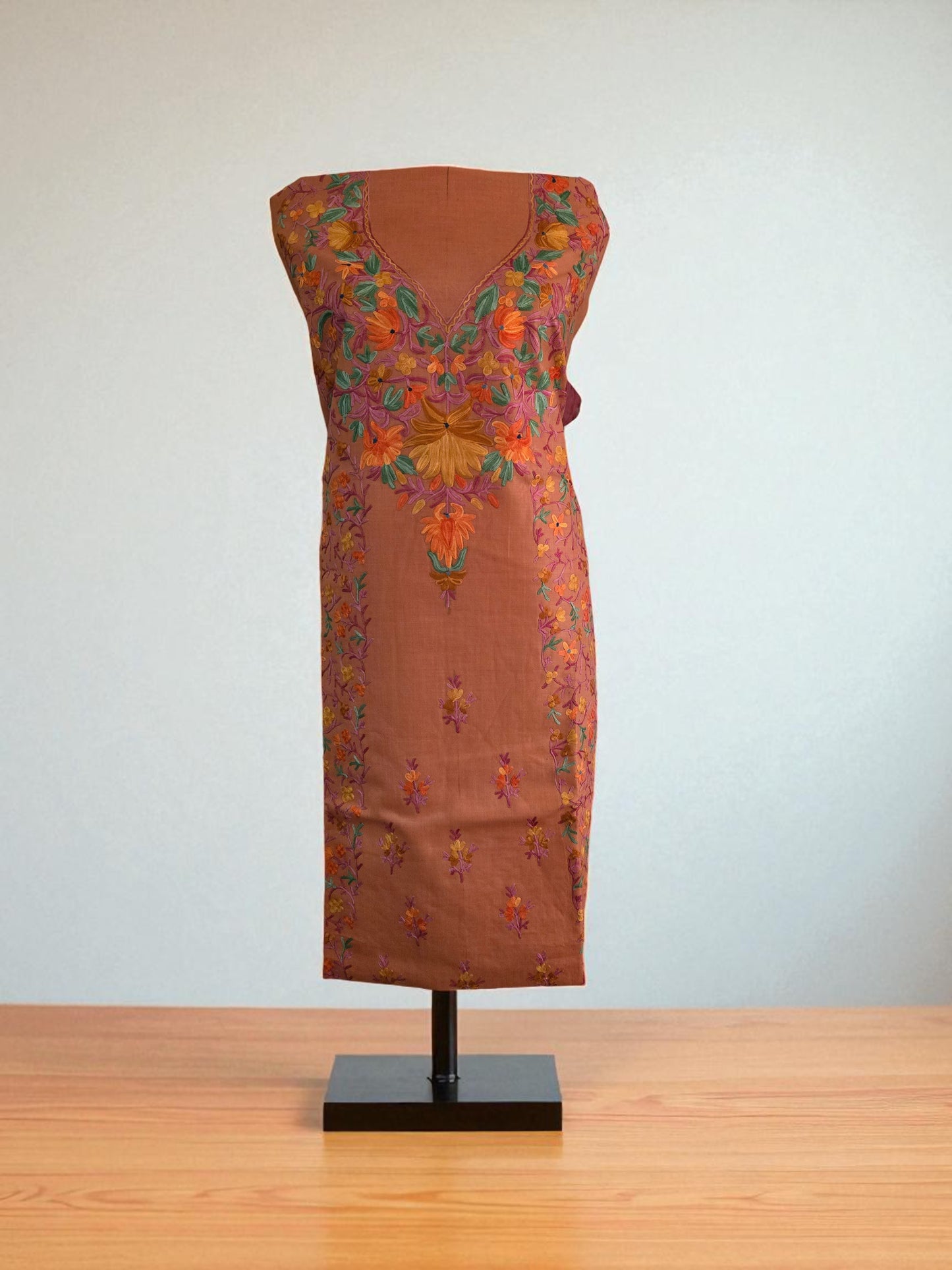 Women Cotton Suits with Kashmiri Embroidery Salwar Suits -peach