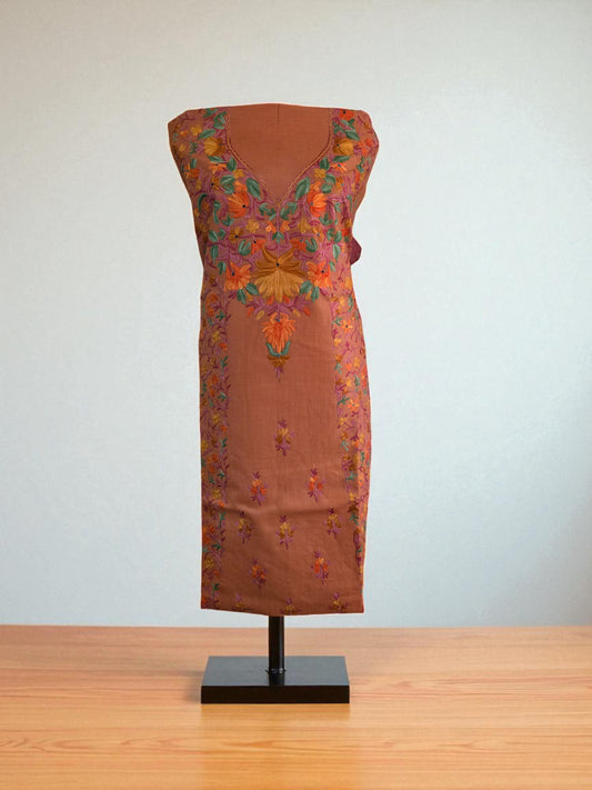 Women Cotton Suits with Kashmiri Embroidery Salwar Suits -peach