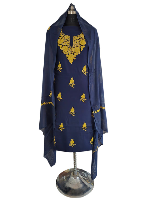 Women Cotton Suits with Kashmiri Embroidery Salwar Suits -blue2