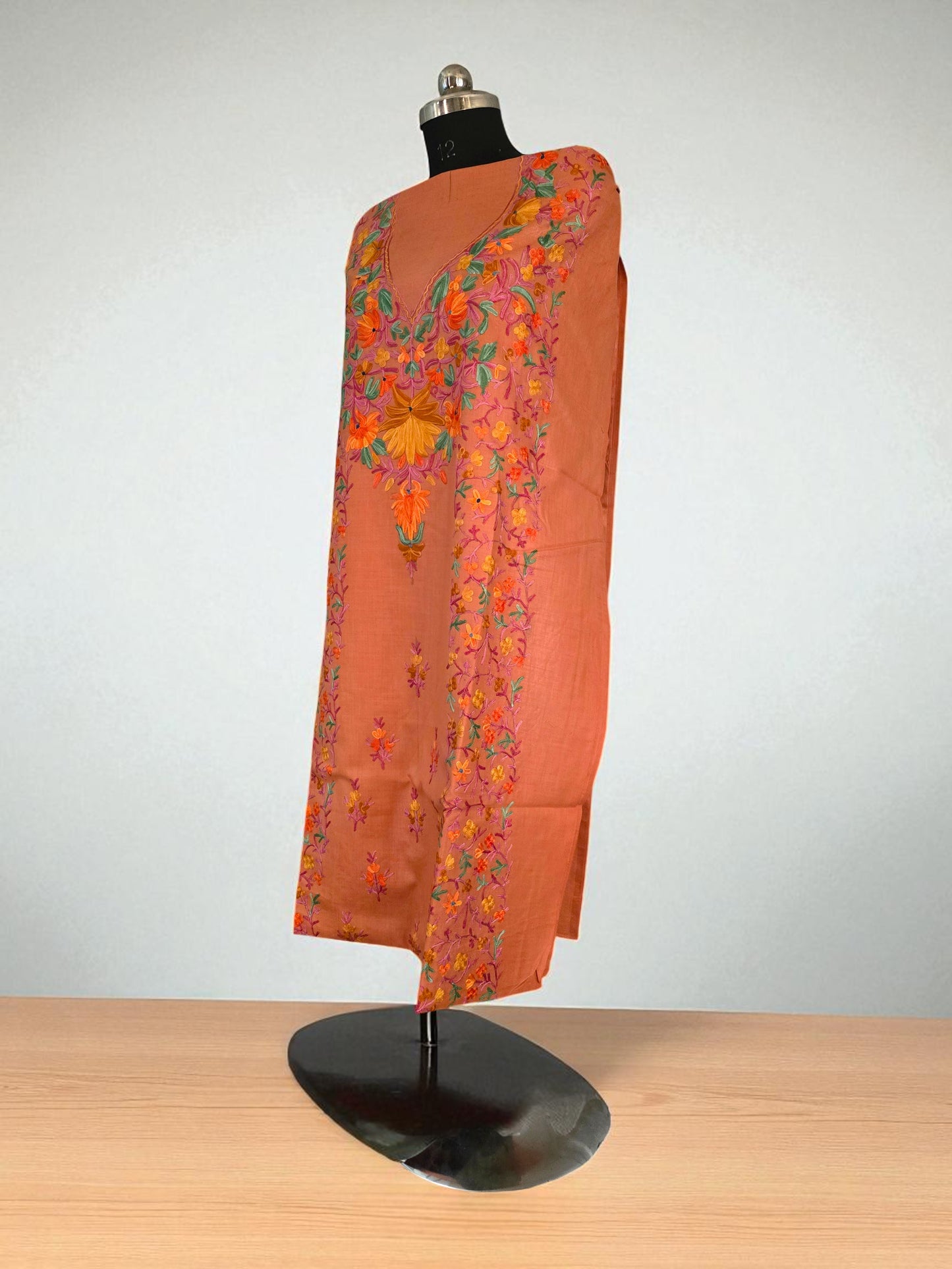 Women Cotton Suits with Kashmiri Embroidery Salwar Suits -peach