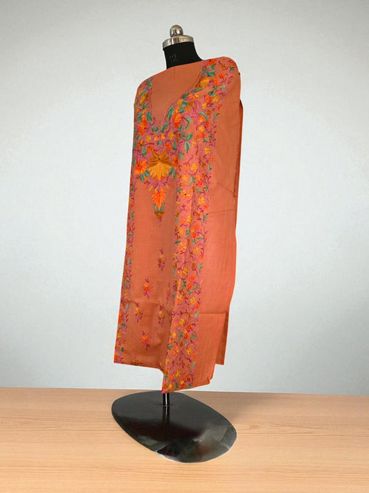 Women Cotton Suits with Kashmiri Embroidery Salwar Suits -peach