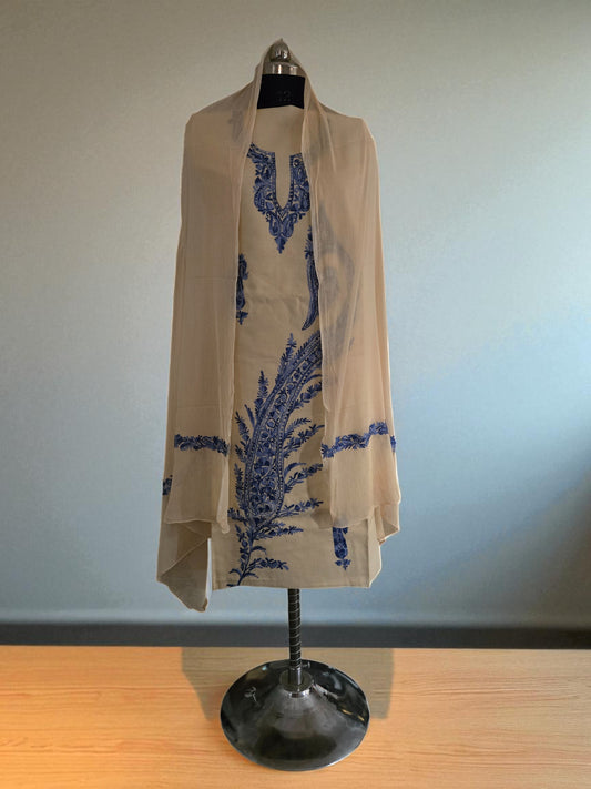 Women Cotton Suits with Kashmiri Embroidery Salwar Suits -cream