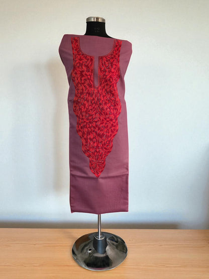Women Cotton Suits with Kashmiri Embroidery Salwar Suits -rani pink