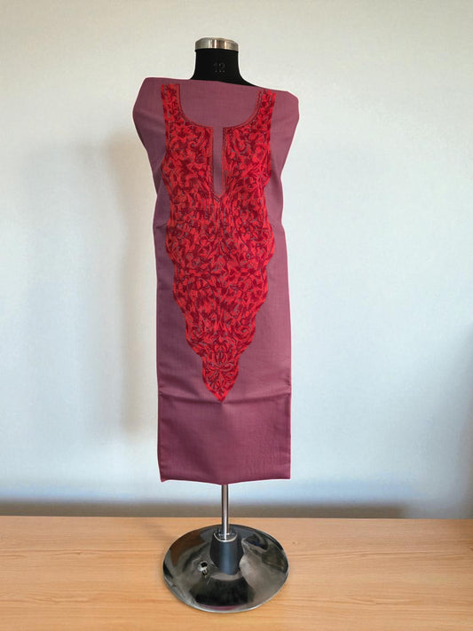 Women Cotton Suits with Kashmiri Embroidery Salwar Suits -rani pink