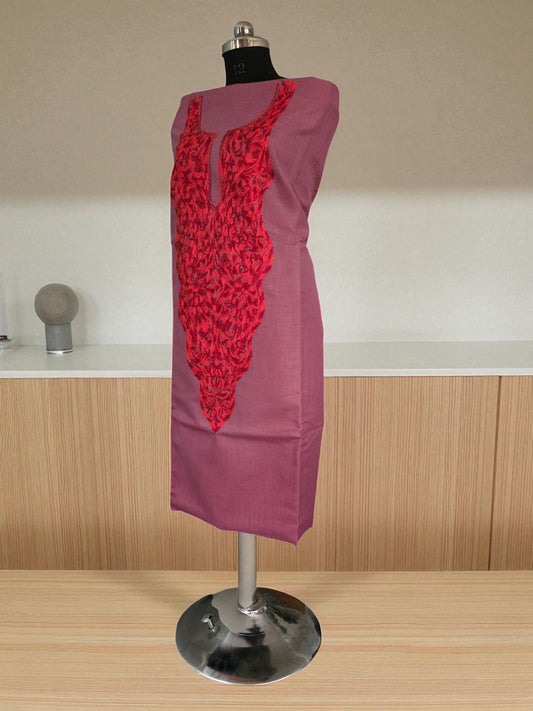 Women Cotton Suits with Kashmiri Embroidery Salwar Suits -rani pink