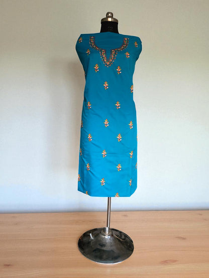 Women Cotton Suits with Kashmiri Embroidery Salwar Suits -sky blue