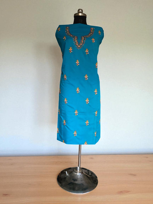 Women Cotton Suits with Kashmiri Embroidery Salwar Suits -sky blue