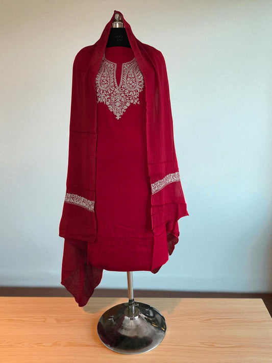 Women Cotton Suits with Kashmiri Embroidery Salwar Suits -maroon