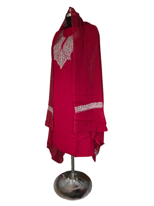 Women Cotton Suits with Kashmiri Embroidery Salwar Suits -maroon
