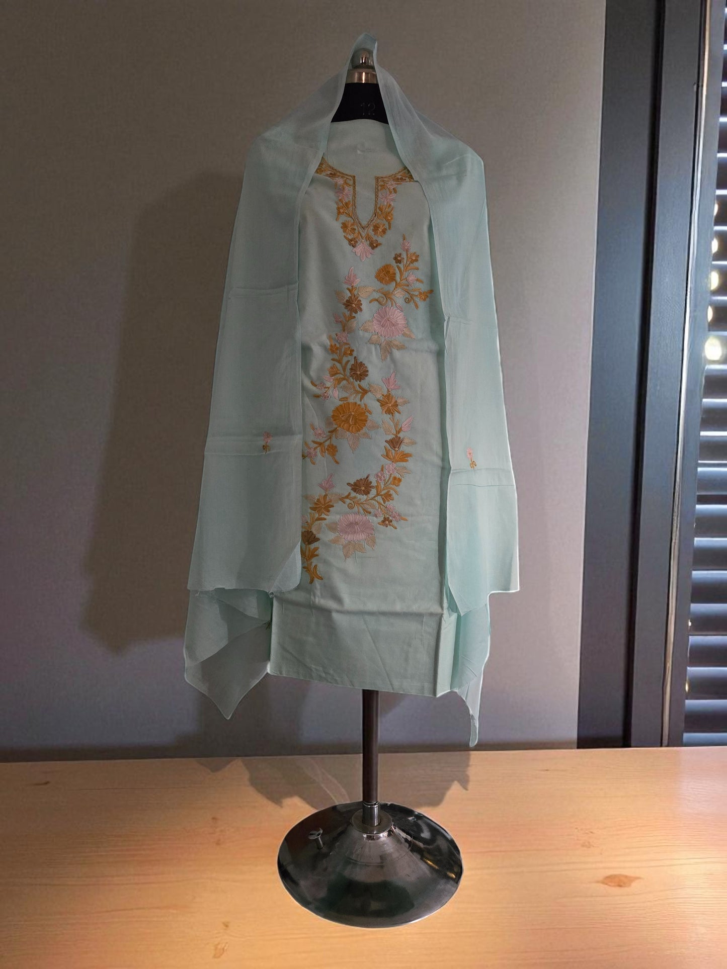Women Cotton Suits with Kashmiri Embroidery Salwar Suits -sky blue2