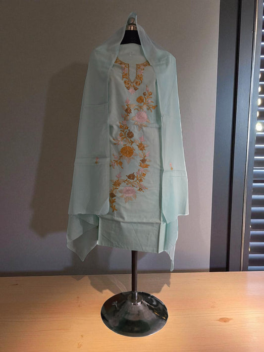 Women Cotton Suits with Kashmiri Embroidery Salwar Suits -sky blue2