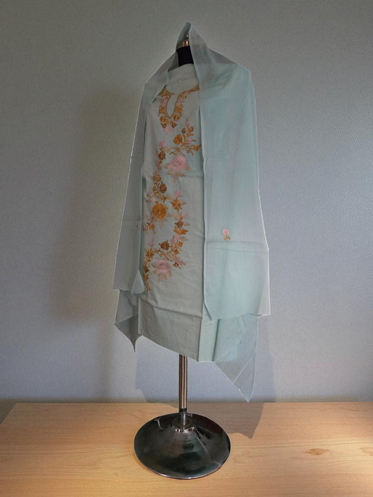 Women Cotton Suits with Kashmiri Embroidery Salwar Suits -sky blue2
