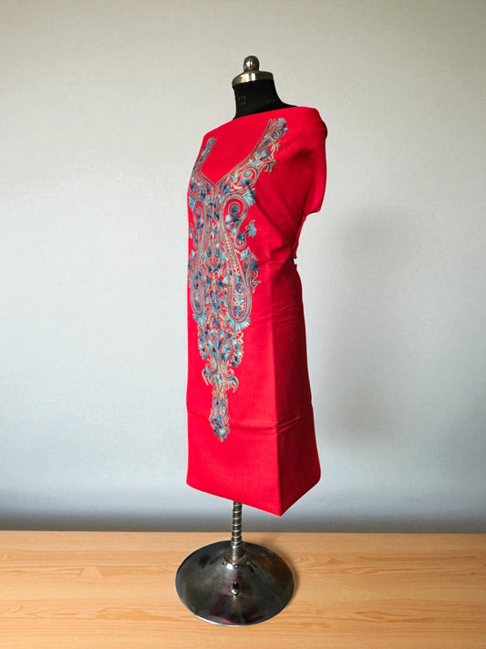 Women Cotton Suits with Kashmiri Embroidery Salwar Suits -Red2