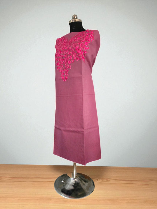 Women Cotton Suits with Kashmiri Embroidery Salwar Suits -rani pink