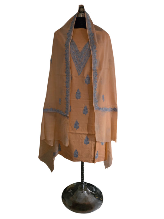 Women Cotton Suits with Kashmiri Embroidery Salwar Suits -peach2