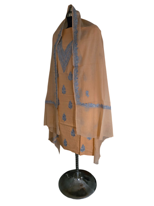 Women Cotton Suits with Kashmiri Embroidery Salwar Suits -peach2