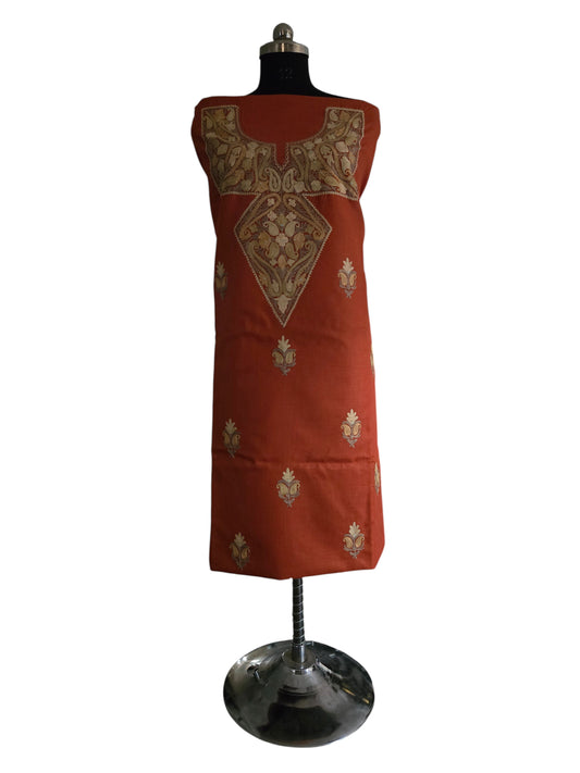 Women Cotton Suits with Kashmiri Embroidery Salwar Suits -rust