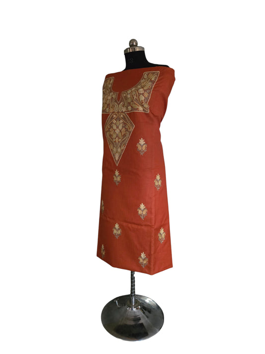 Women Cotton Suits with Kashmiri Embroidery Salwar Suits -rust