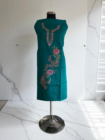 Women Cotton Suits with Kashmiri Embroidery Salwar Suits -turquoise