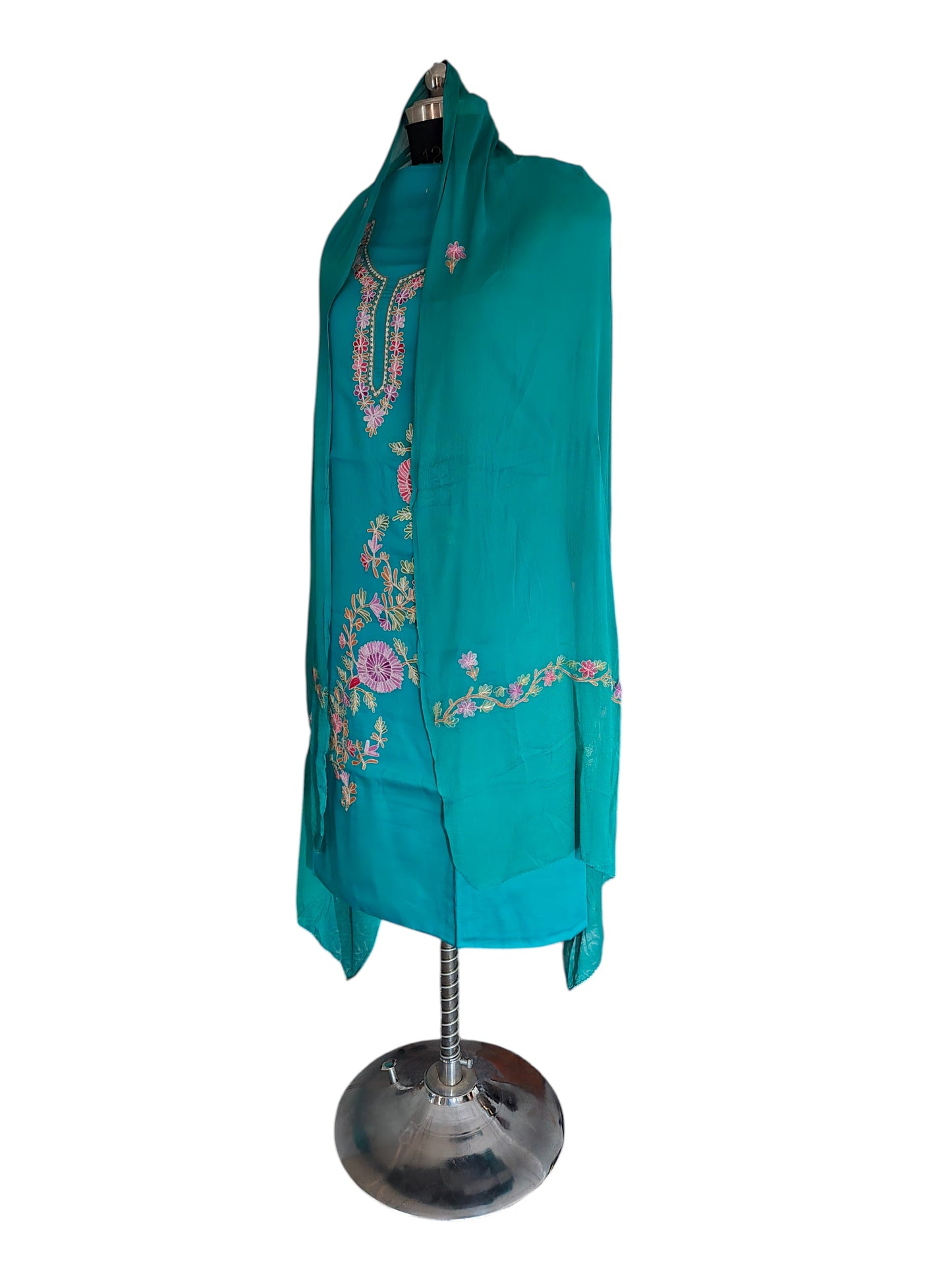 Women Cotton Suits with Kashmiri Embroidery Salwar Suits -turquoise