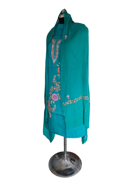 Women Cotton Suits with Kashmiri Embroidery Salwar Suits -turquoise