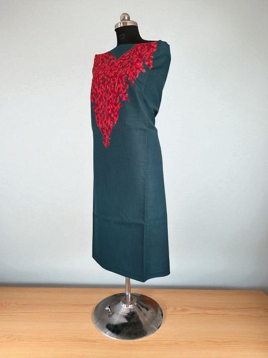 Women Cotton Suits with Kashmiri Embroidery Salwar Suits -green