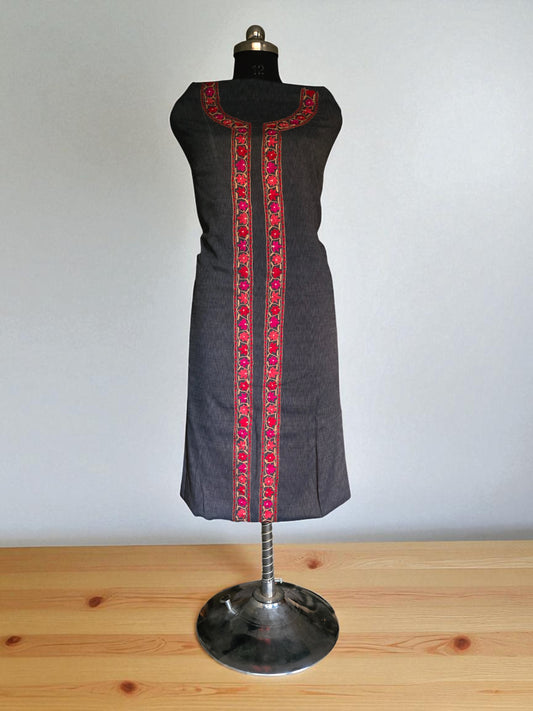 Women Cotton Suits with Kashmiri Embroidery Salwar Suits -Charcoal