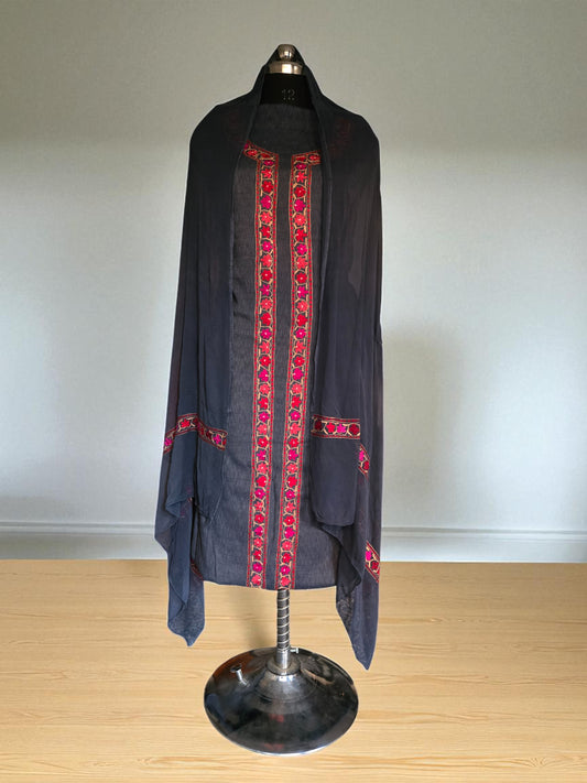 Women Cotton Suits with Kashmiri Embroidery Salwar Suits -Charcoal